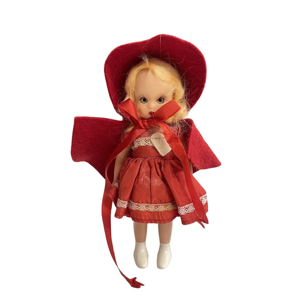Nancy Ann Storybook Doll Hard Plastic 5.5" Blonde Little‎ Red Riding Hood 1940's